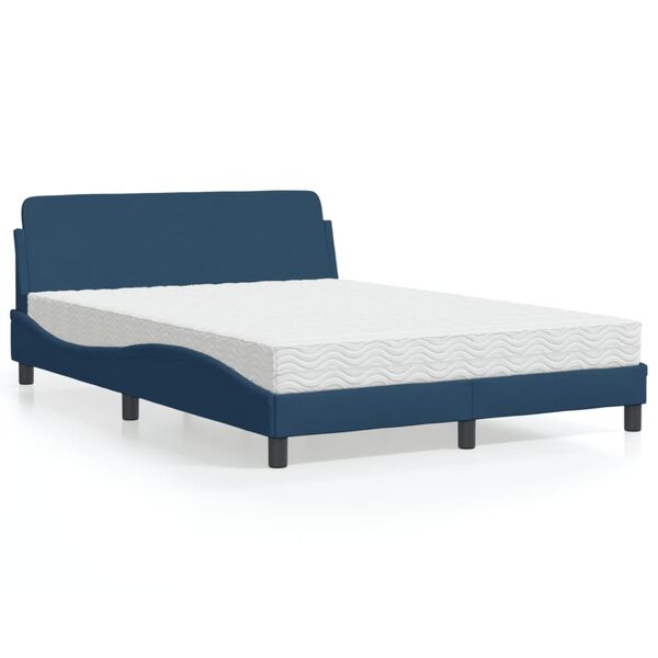 vidaXL Letto con Materasso Dover Blu 120x200 cm in Tessuto