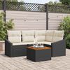 vidaXL Set Divano da Giardino con cuscino 5 pcs Nero polyrattan