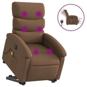 vidaXL Poltrona Alzapersona Massaggiante Elettrica Marrone Tessuto