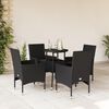 vidaXL Set da Pranzo da Giardino con Cuscini 5 pz Polyrattan e Vetro