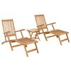 vidaXL Sedia a sdraio pieghevole con tavolo 2 pcs Naturale