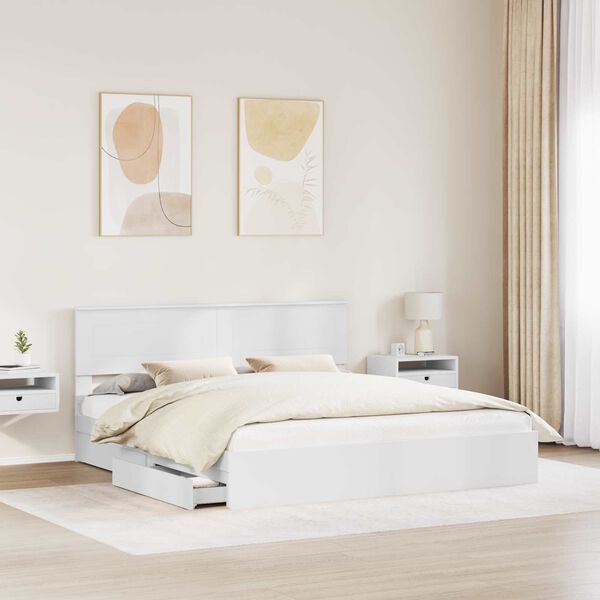 vidaXL Letto con Contenitore Bianco 180 x 200 cm Legno multistrato