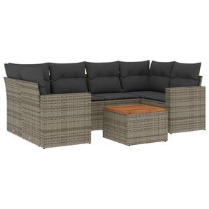 vidaXL Set Divani da Giardino 7 pz con Cuscini Grigio in Polyrattan