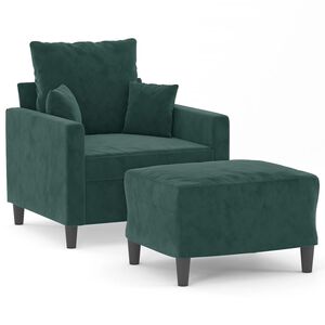 vidaXL Poltroncina con Poggiapiedi Verde Scuro 60 cm in Velluto