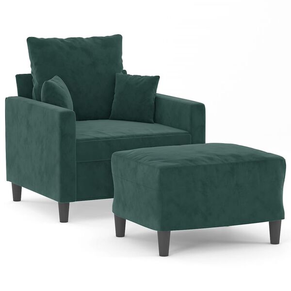 vidaXL Poltroncina con Poggiapiedi Verde Scuro 60 cm in Velluto