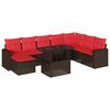 vidaXL Set Divani da Giardino 9 pz con Cuscini Marrone in Polyrattan