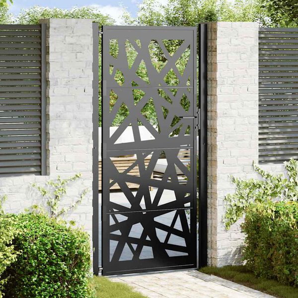 vidaXL Cancello da giardino nero 100x200 cm in acciaio design leggero