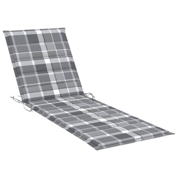 vidaXL Lettino da Giardino con Cuscino Tartan Grigio Pino Impregnato