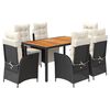 vidaXL Set da Pranzo da Giardino 7 pz Nero con Cuscini in Polyrattan