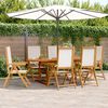 vidaXL Set Pranzo da Giardino 7 pz Crema in Tessuto e Legno Massello