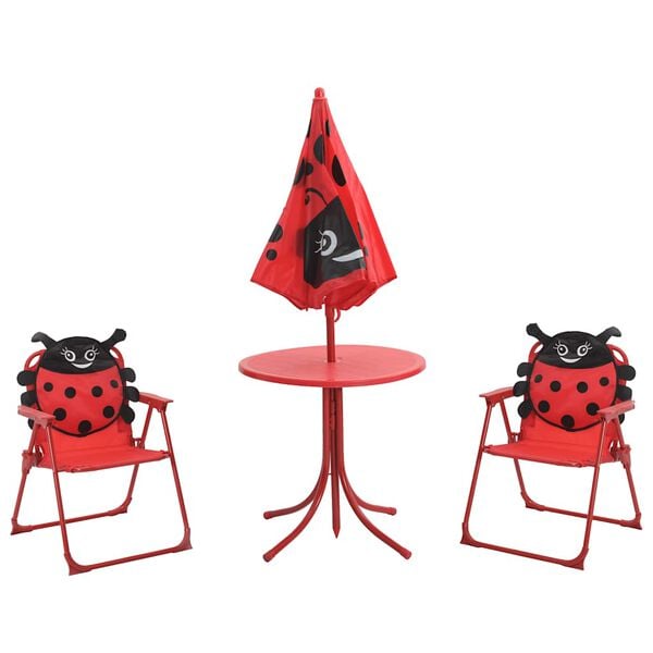 vidaXL Set da Bistrot da Giardino per Bambini con Ombrellone Rosso
