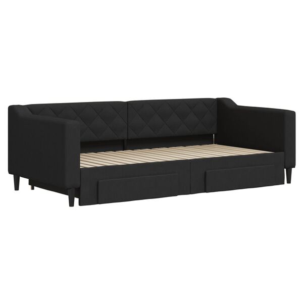 vidaXL Divano Letto Estraibile con Cassetti Nero 90x190 cm in Tessuto