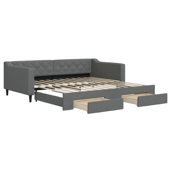 vidaXL Divano Letto Estraibile Cassetti Grigio Scuro 100x200cm Tessuto