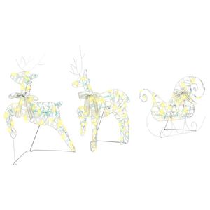 vidaXL Renne LED con 60 LED 3 pcs Bianco caldo PET