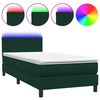 vidaXL Letto a Molle con Materasso e LED Verde Scuro 100x220 cm Velluto