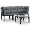 vidaXL Set Salotto da Giardino 4 pz Nero e Grigio in Polyrattan