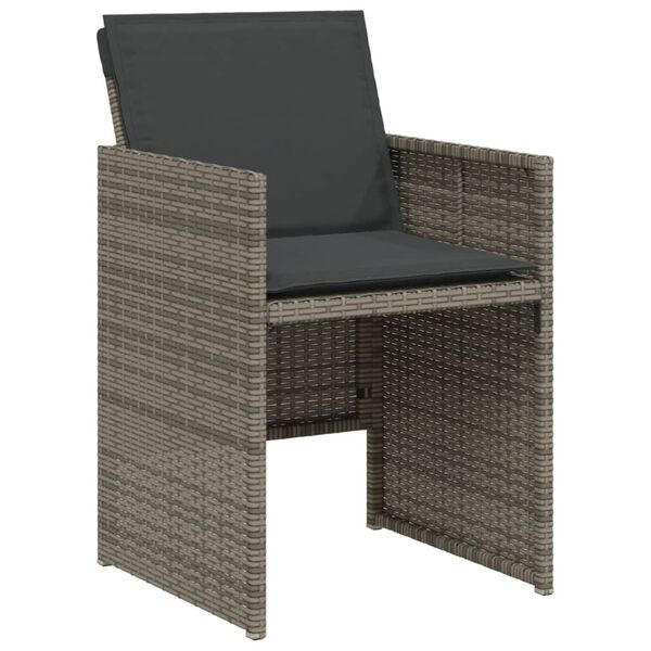 vidaXL Set da Bistr&ograve; 3 pz con Cuscini Grigio in Polyrattan