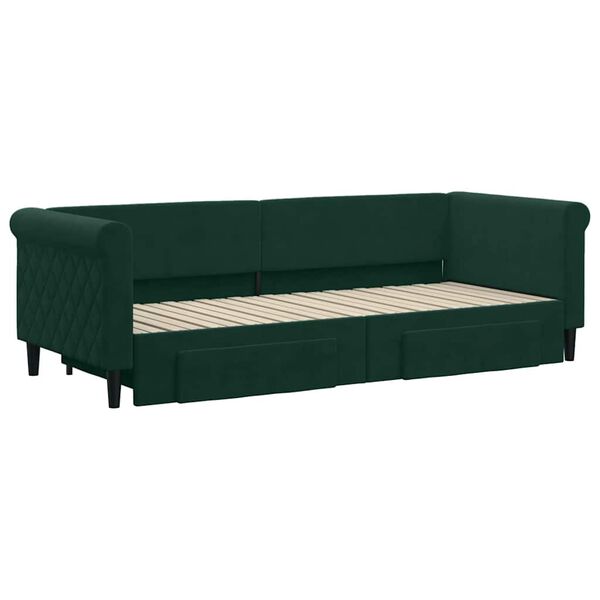 vidaXL Divano Letto Estraibile Cassetti Verde Scuro 80x200cm Velluto