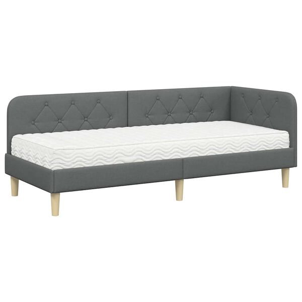 vidaXL Cornice del letto ad angolo Grigio scuro 80 x 200 cm Tessuto