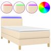 vidaXL Letto a Molle con Materasso e LED Crema 90x200 cm in Tessuto