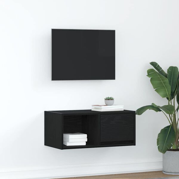 vidaXL Mobile Porta TV Rovere Nero 60x31x25,5 cm in Legno Multistrato