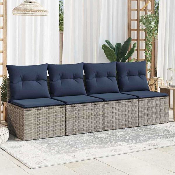 vidaXL | Divano da giardino | Grigio 220 x 62 x 69cm polyrattan