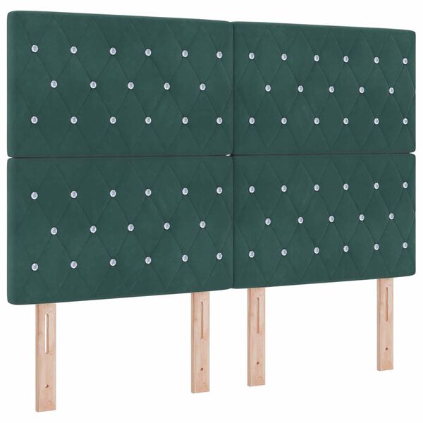 vidaXL Letto a Sorgente LED Verde Scuro 140 x 200 cm Tessuto