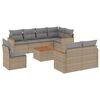 vidaXL Set Divano da Giardino 9 pz con Cuscini Beige in Polyrattan