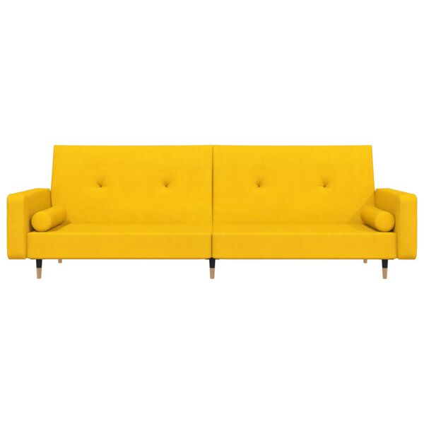 vidaXL Divano Letto a 2 Posti con Due Cuscini Giallo in Velluto