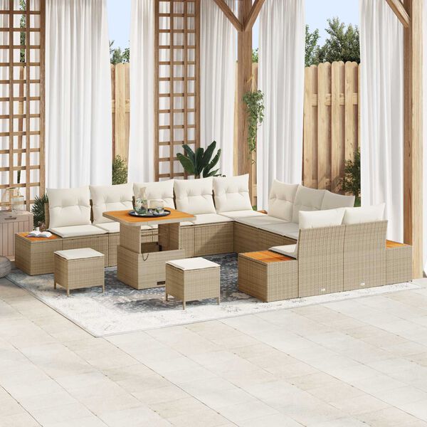 vidaXL Set Divano da Giardino 13 pcs Beige polyrattan