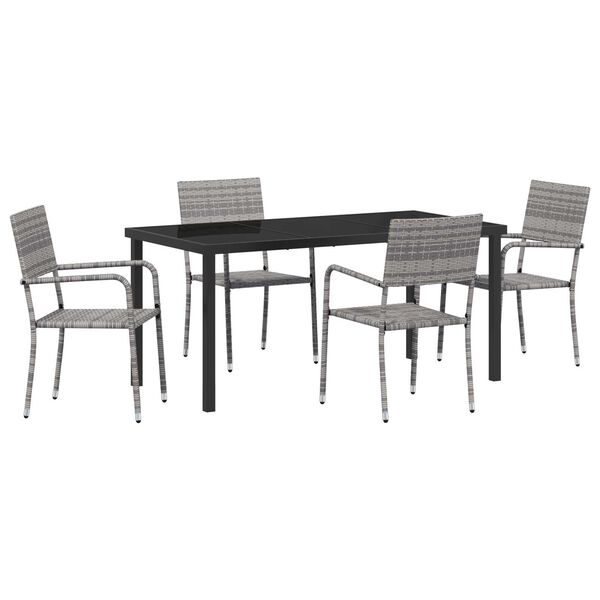 vidaXL Set da Pranzo per Giardino con cuscino 5 pcs Grigio polyrattan