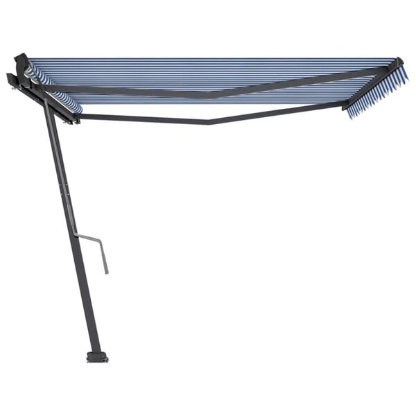 vidaXL Tenda Retrattile Manuale con Palo 400x350 cm Blu/Bianco