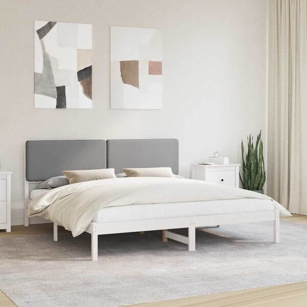 vidaXL Letto con Testiera Rivestita Grigio chiaro 200 x 200 cm