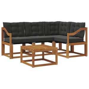 vidaXL Set di divani da esterno 5 pz 4-Posti Naturale e Nero