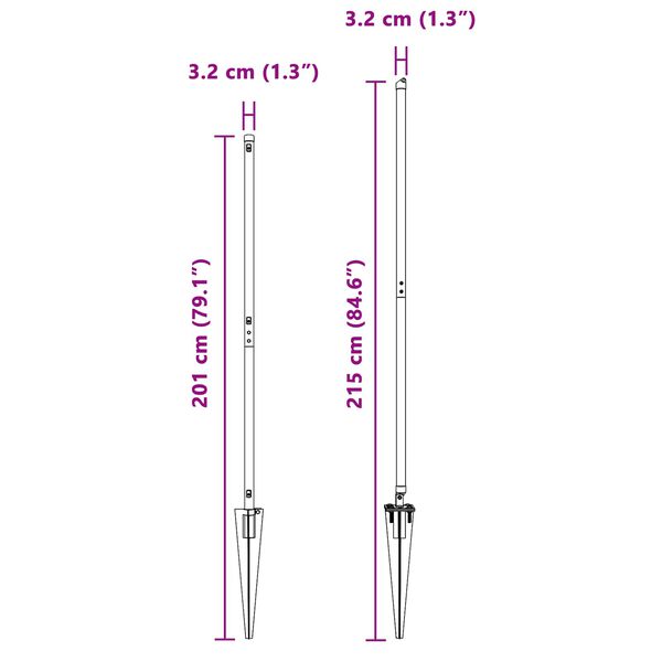vidaXL Palo della recinzione 26 pcs Grigio 3,2 x 3,2 x 170 cm Acciaio