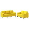 vidaXL Set di Divani 2 pz con Cuscini Giallo Chiaro in Tessuto