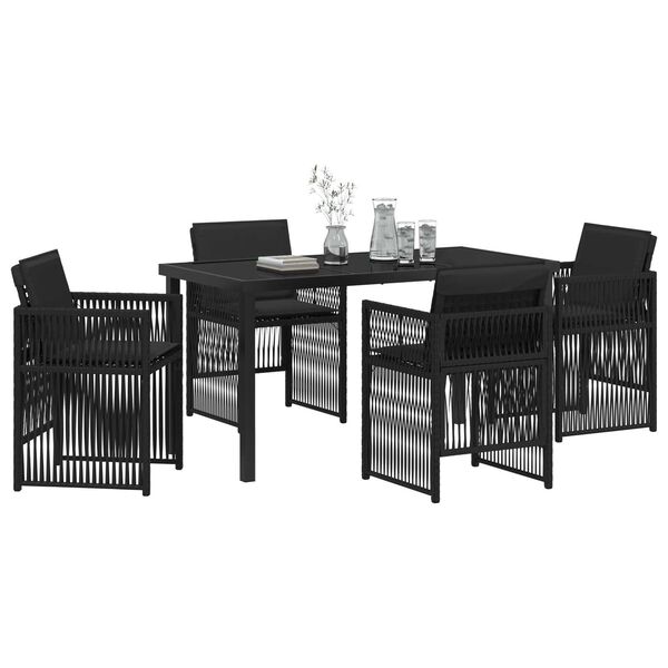 vidaXL Set da Pranzo per Giardino 5 pcs Nero Poly Rattan