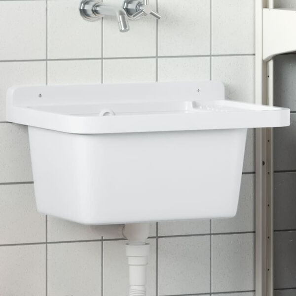 vidaXL Lavabo a Parete Bianco 50x35x24 cm in Resina