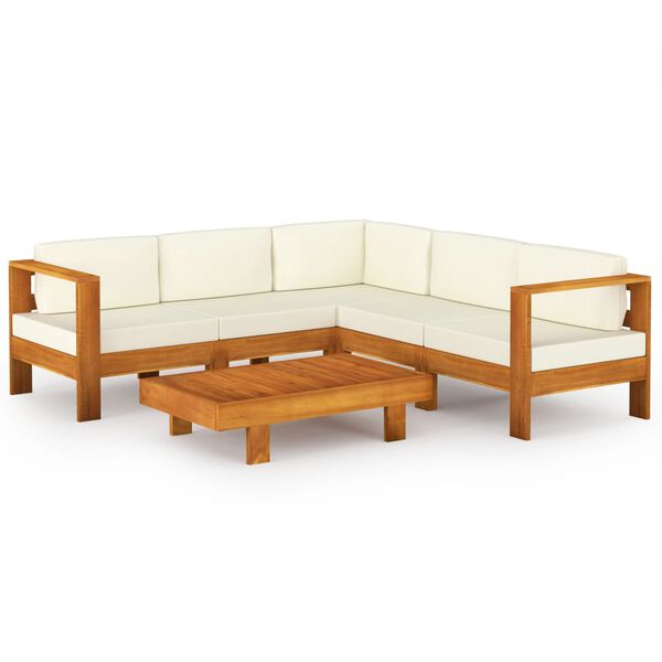 vidaXL Set da Giardino 6 pz con Cuscini 100x60 cm Legno di Acacia