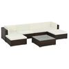 vidaXL Set Divani da Giardino 7 pz con Cuscini in Polyrattan Marrone