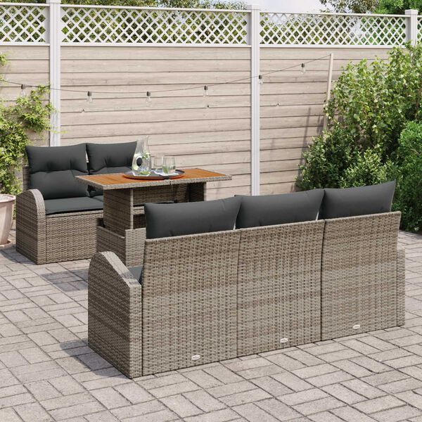 vidaXL Set Divano da Giardino con cuscino 6 pcs Grigio