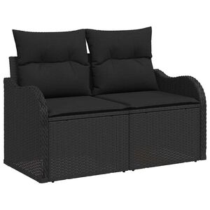 vidaXL Divano da giardino con cuscino Nero 121 x 62 x 69cm polyrattan