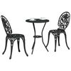 vidaXL Set Bistro da Giardino 3 pcs Nero Alluminio