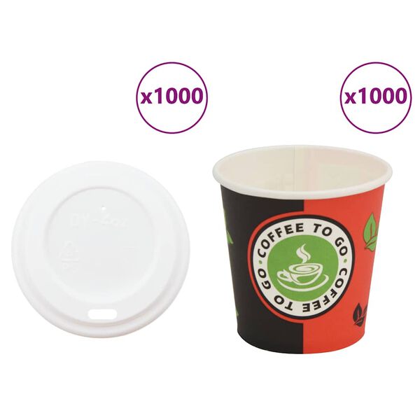 vidaXL Tazze da Caffè in Carta con Coperchi 1000 pz 4oz 120 ml