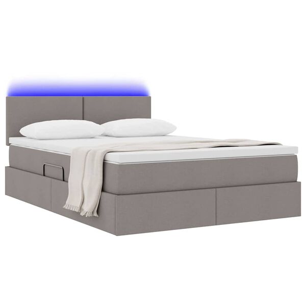 vidaXL Letto con contenitore e LED con led Talpa 140 x 200 cm Tessuto