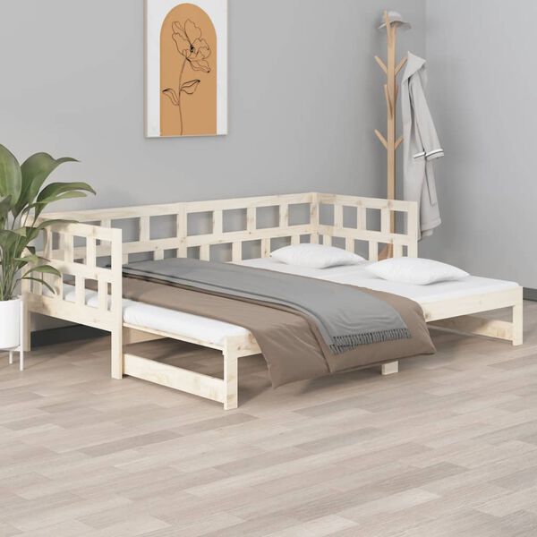 vidaXL Dormeuse Estraibile in Legno Massello di Pino 2x(80x200) cm