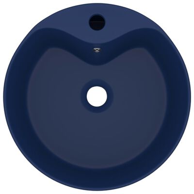 vidaXL Lavandino con Troppopieno Blu Scuro Opaco 36x13 cm in Ceramica