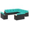 vidaXL Set Divani da Giardino 13 pz con Cuscini Nero in Polyrattan