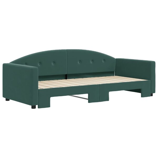 vidaXL Divano Letto con Letto Estraibile Verde Scuro 90x200cm Velluto