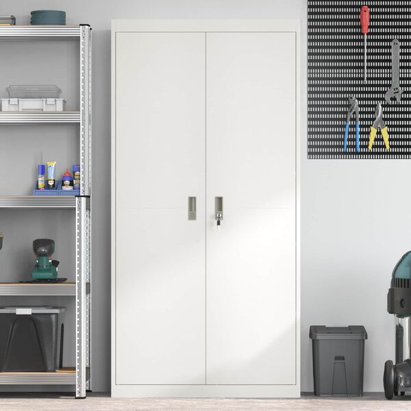 vidaXL Armadio 2 pcs Bianco 90 x 40 x 180 cm Acciaio